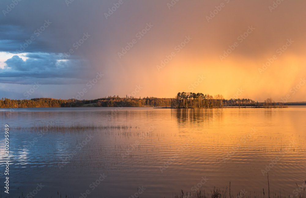 Schweden See Abend Sonneuntergang 