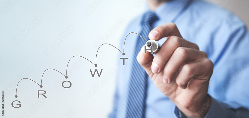 Man with financial chart. Growth concept Man with financial chart. Growth concept
