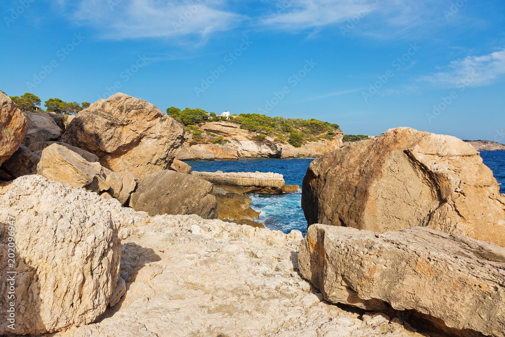 Beautiful bay beach turquoise sea water.Mallorca island