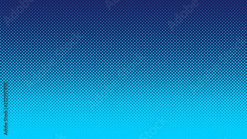 Halftone gradient pattern vertical vector illustration. Blue dotted halftone texture. Pop Art light blue dots halftone, dark blue Background. Background of Art. AI10