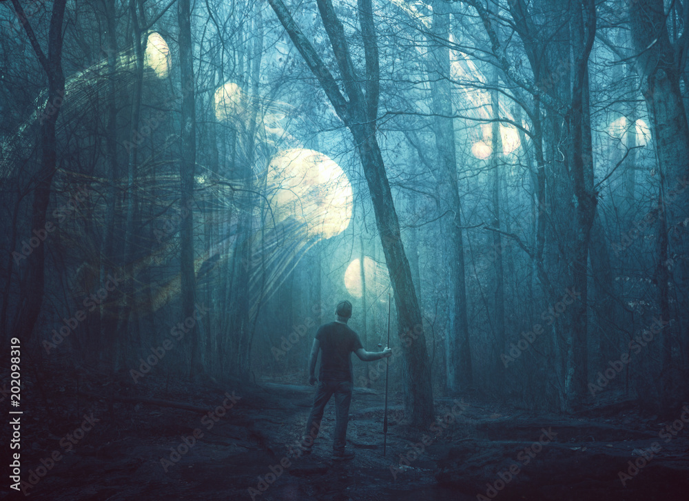 Jellyfish in a dark forest