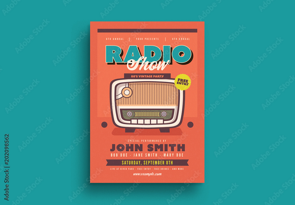 Retro Radio Flyer Layout Stock Template | Adobe Stock