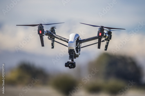 Drone flying and working for ortophoto and thermal analysis of PV Plants with visual and thermal camera photo