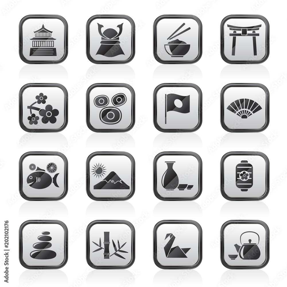 Typical Japan culture icons - vector icon set Typical Japan culture icons - vector icon set