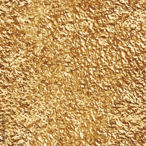 Crumpled gold foil. Seamless texture. Vector