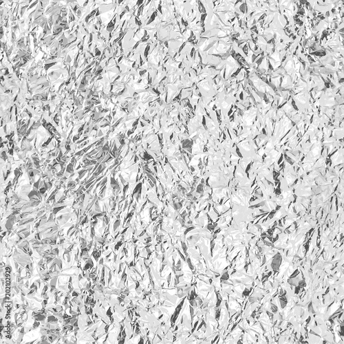 Crumpled silver foil. Seamless texture. Vector