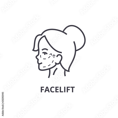 face lifting thin line icon, sign, symbol, illustation, linear concept vector 