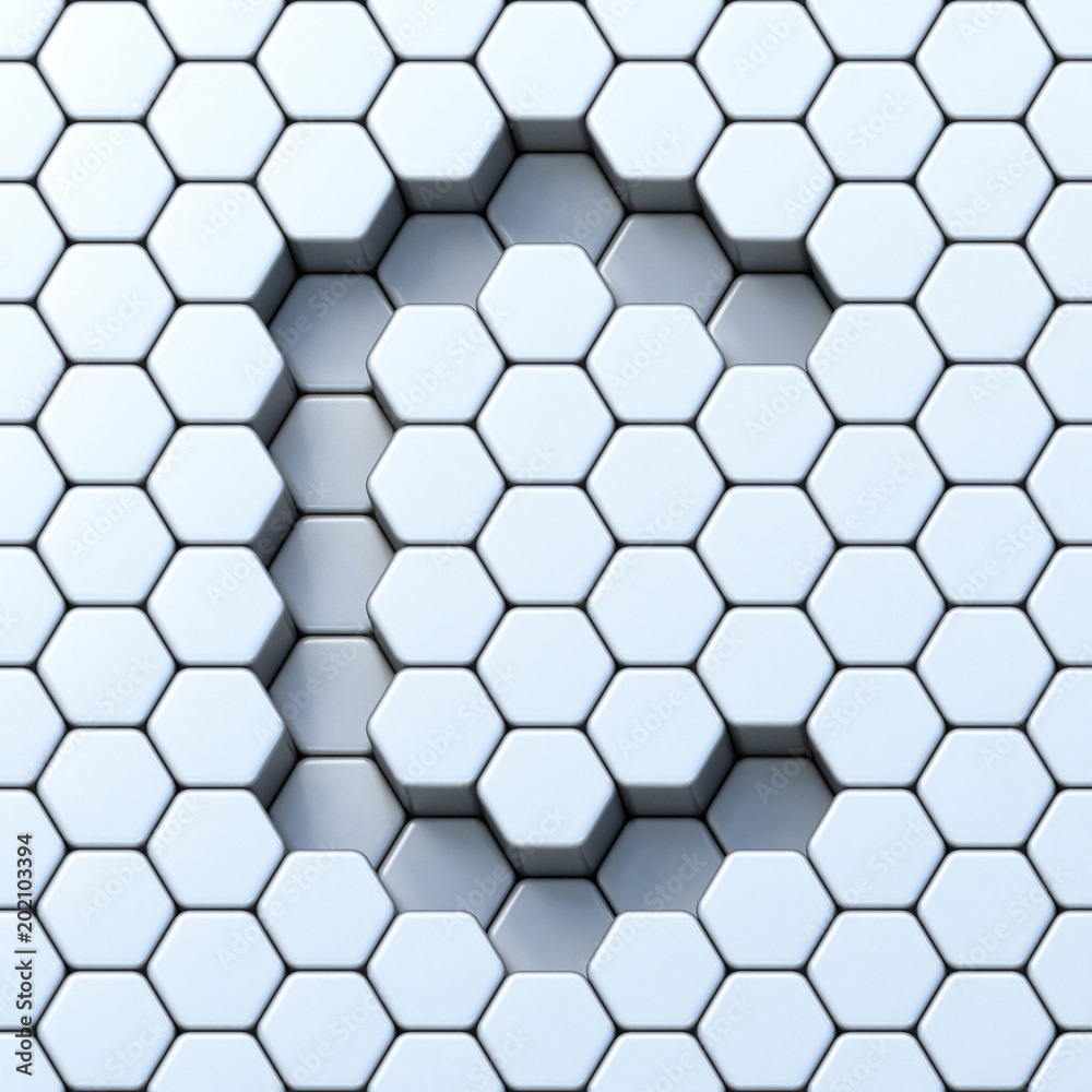 Hexagonal grid letter C 3D
