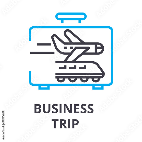 business trip thin line icon, sign, symbol, illustation, linear concept vector 