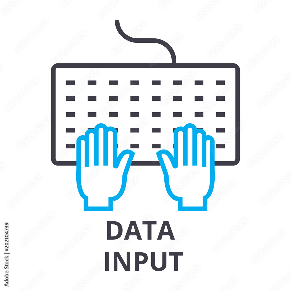 data input thin line icon, sign, symbol, illustation, linear concept