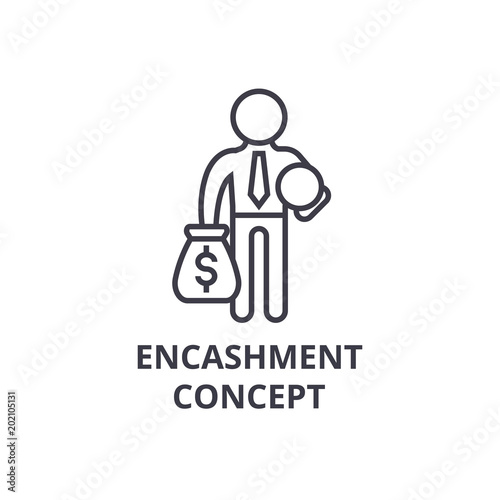 encashment concept thin line icon, sign, symbol, illustation, linear concept vector 
