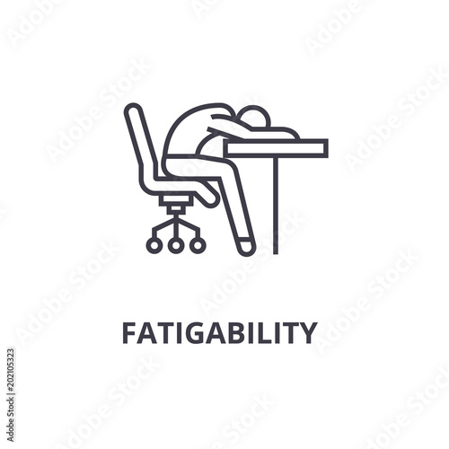 fatigability thin line icon, sign, symbol, illustation, linear concept vector  photo