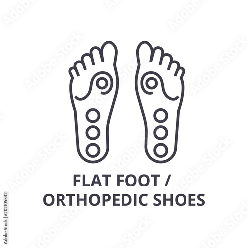 flat foot, orthopedic shoes thin line icon, sign, symbol, illustation, linear concept vector 