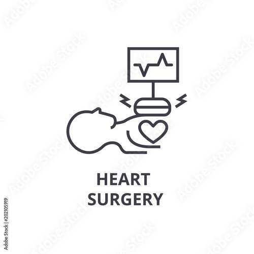 heart surgery thin line icon, sign, symbol, illustation, linear concept vector 