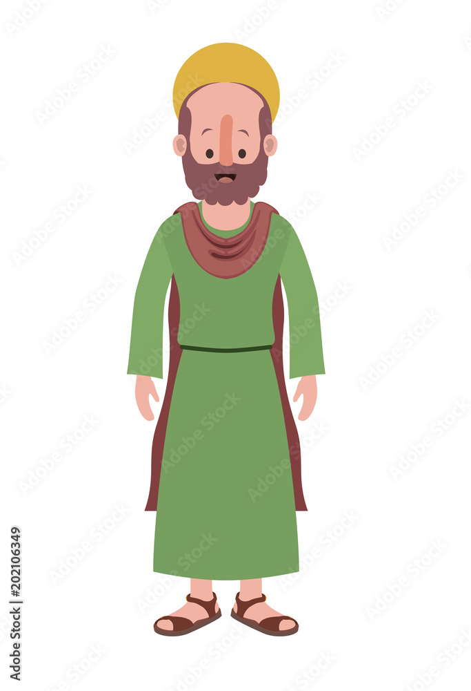 apostle of Jesus with halo character vector illustration design