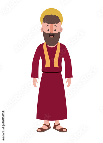 apostle of Jesus with halo character vector illustration design