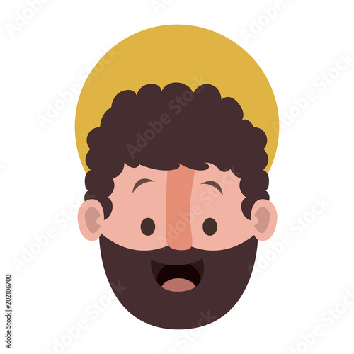 apostle of Jesus head with halo character vector illustration design