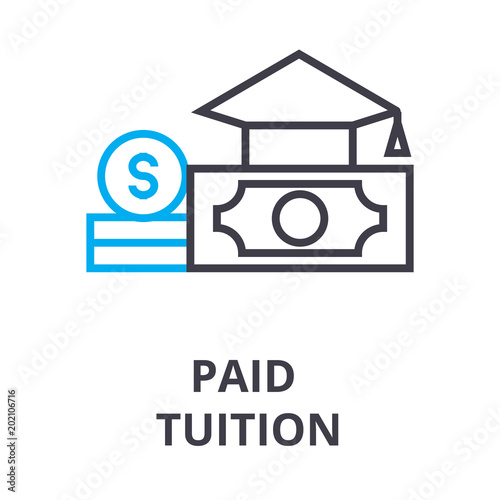 paid tuition thin line icon, sign, symbol, illustation, linear concept vector 