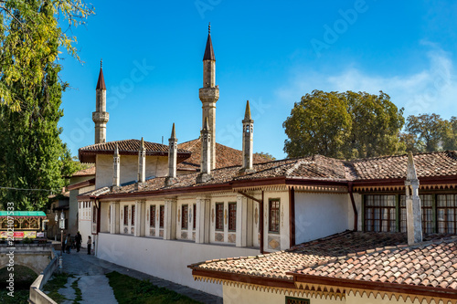 BAKHCHYSARAY, CRIMEA - SEPTEMBER 2014: The Khan's Palace or Hansaray is Bakhchysarai, Crimea. Historical and cultural reserve photo