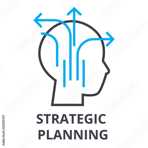 strategic planning thin line icon, sign, symbol, illustation, linear concept vector 