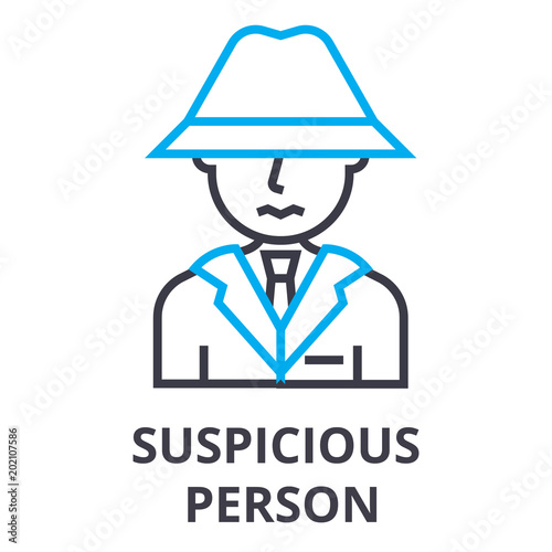suspicious person thin line icon, sign, symbol, illustation, linear concept vector 