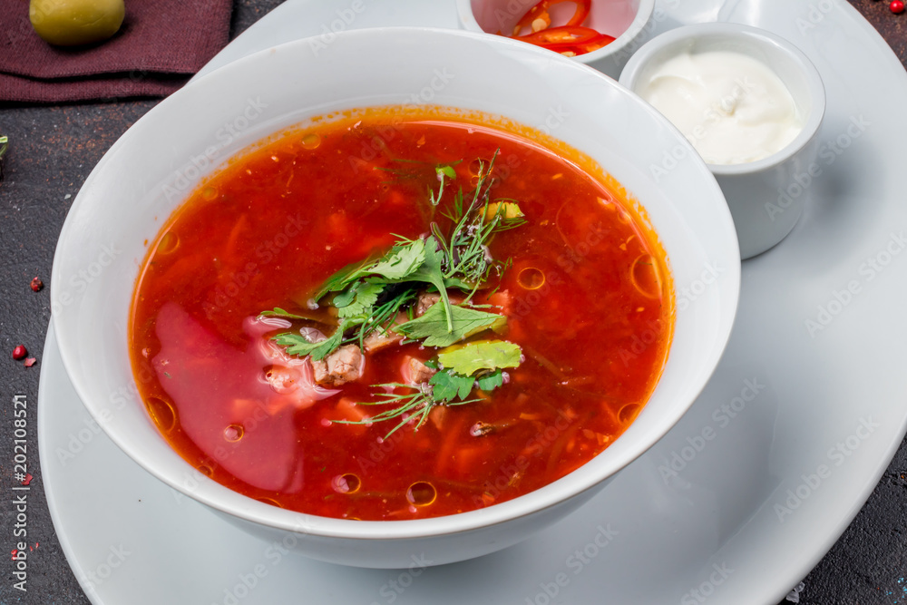 Borscht with sour cream Borscht with sour cream