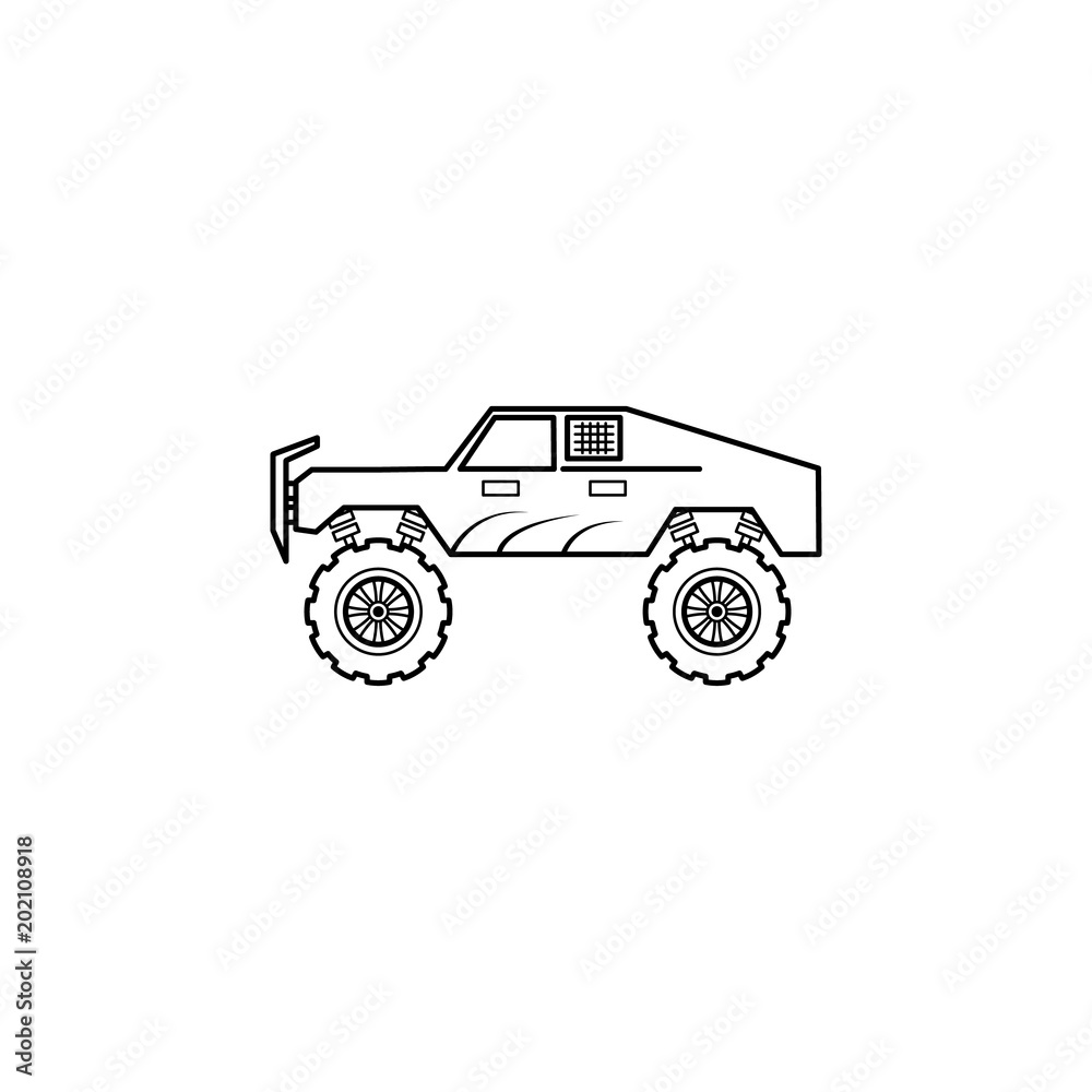 bigfoot car illustration. Element of extreme races for mobile concept and web apps. Thin line bigfoot car illustration can be used for web and mobile. Premium icon