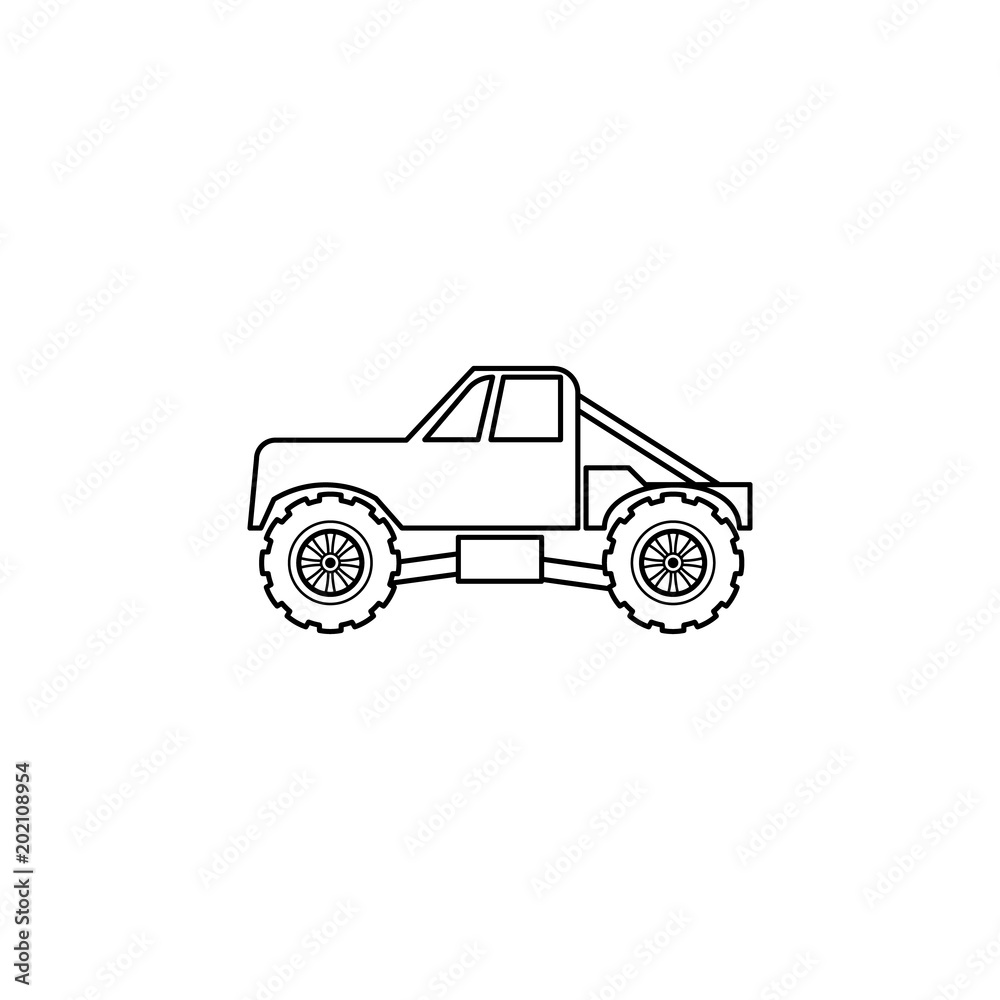 truck bigfoot car illustration. Element of extreme races for mobile concept and web apps. Thin line truck bigfoot car illustration can be used for web and mobile. Premium icon
