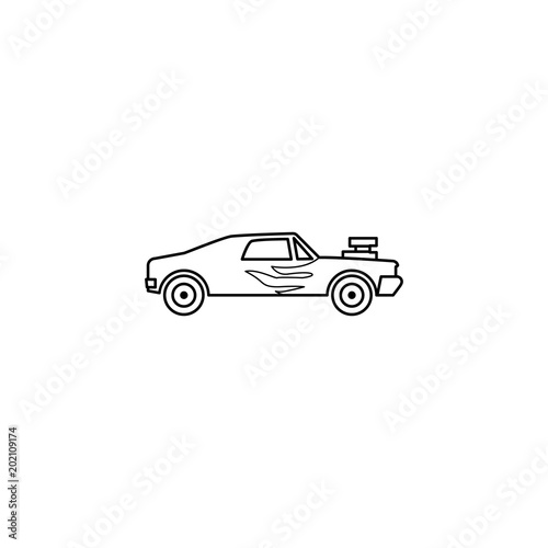 racing muscle car illustration. Element of extreme races for mobile concept and web apps. Thin line racing muscle car illustration can be used for web and mobile. Premium icon