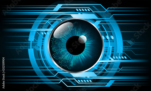 binary circuit board future technology, blue eye cyber security concept background, abstract hi speed digital internet.motion move blur. pixel vector