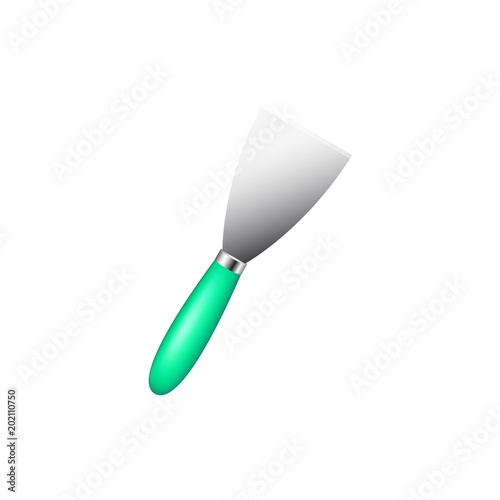 Metal spatula with cyan handle 