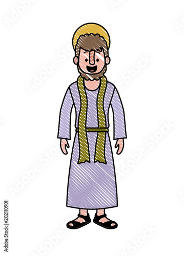 apostle of Jesus with halo character vector illustration design