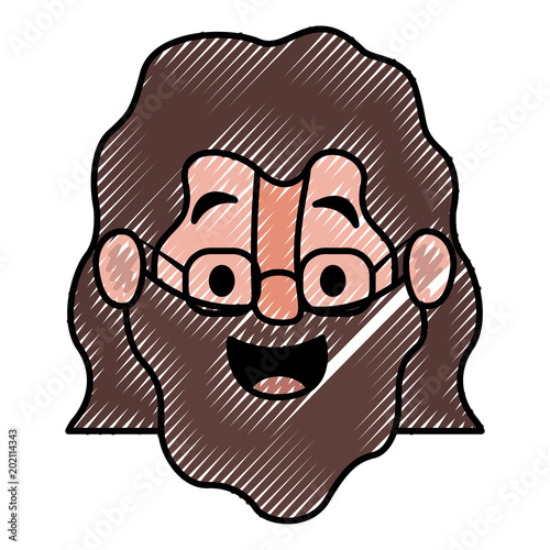 old man with glasses and beard head vector illustration design