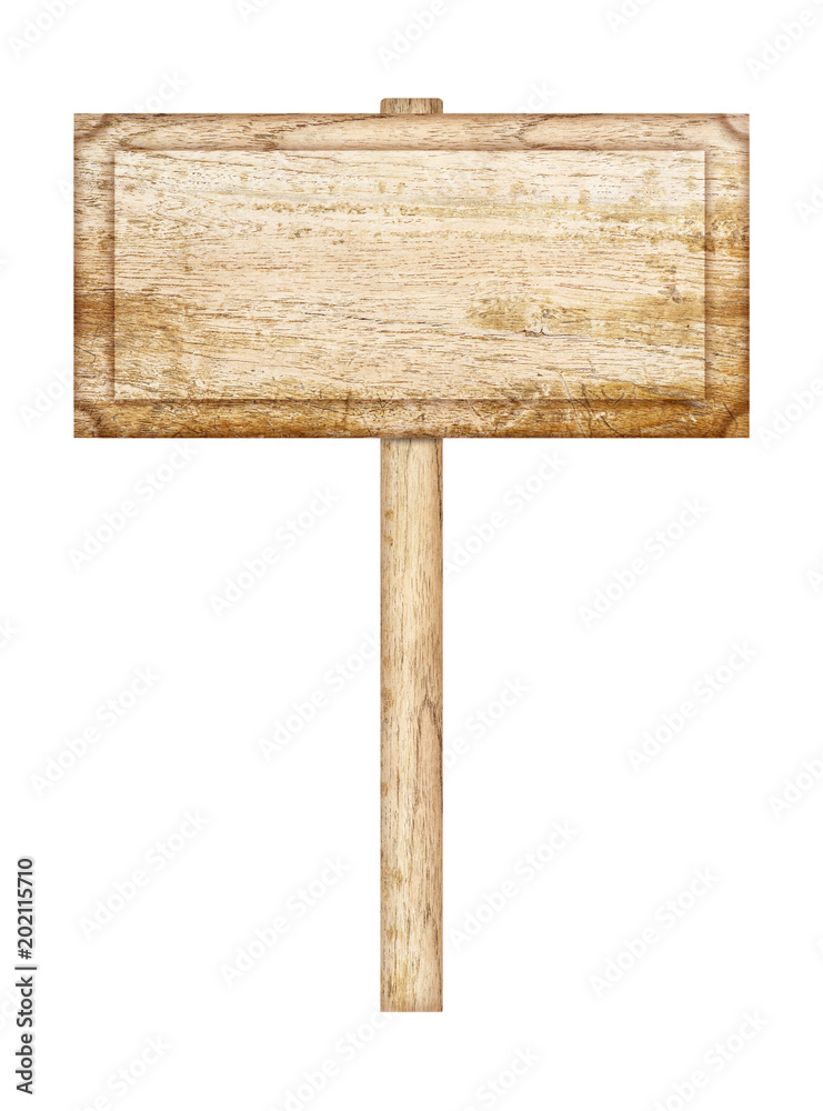 Wooden sign isolated on white background