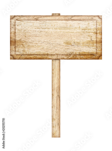 Wooden sign isolated on white background