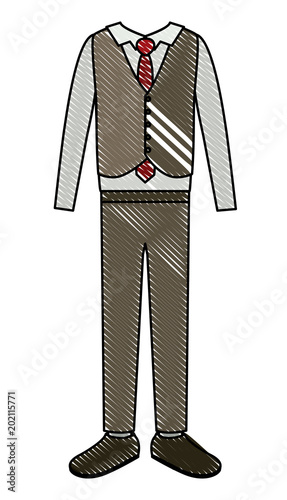 elegant clothes of old man with tie vector illustration design