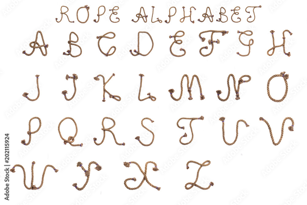 Rope alphabet abc isolated Rope alphabet abc isolated