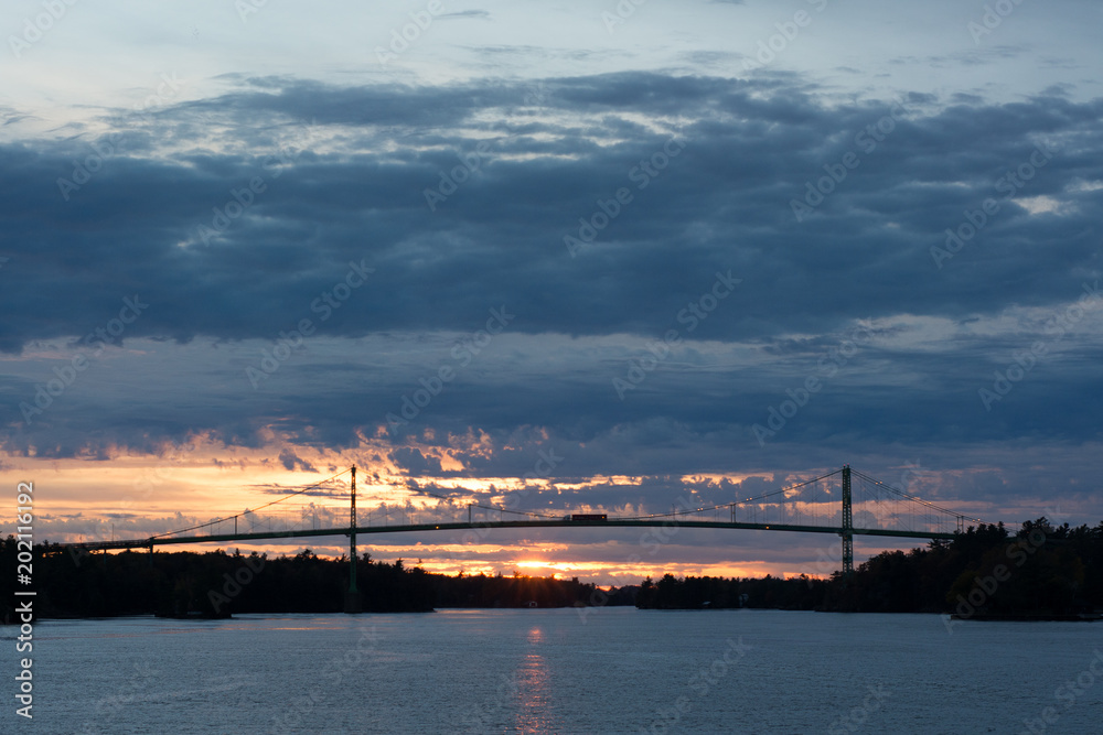 Thousand Islands International Bridge in Ontario with Ivy Lea Park, Gananoque, Georgina Island and Constance Island