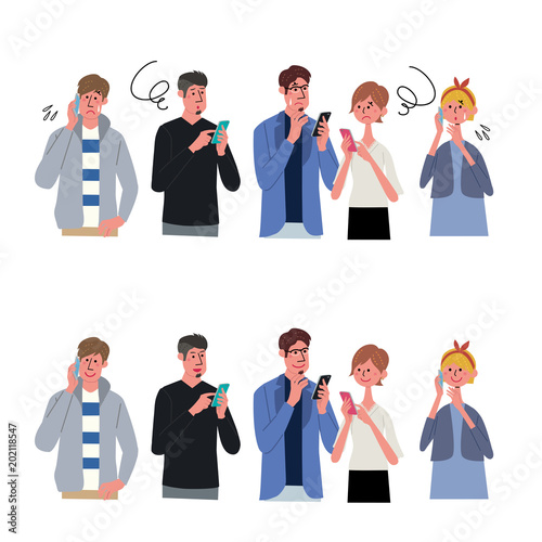 スマホ　男性　イラスト
