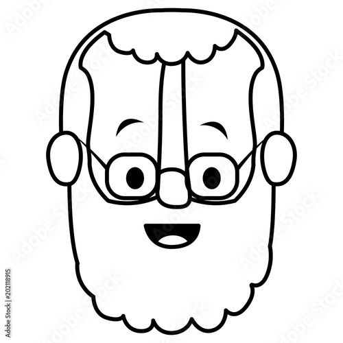 old man with glasses and beard head vector illustration design