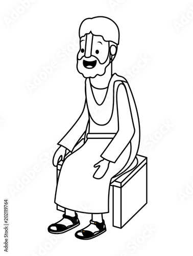 apostle of Jesus sitting on wooden chair vector illustration design