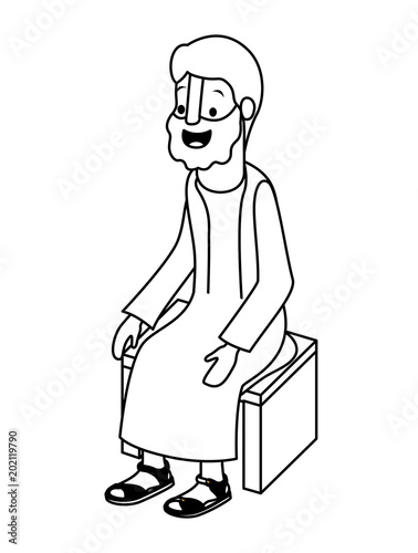 apostle of Jesus sitting on wooden chair vector illustration design