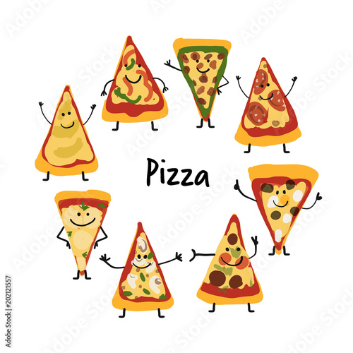 Pizza slices character set, sketch for your design