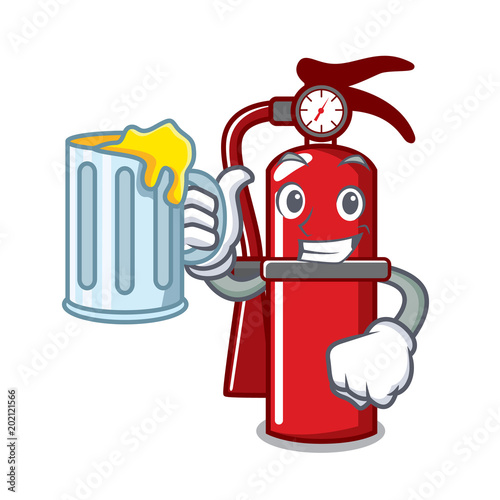 With juice fire extinguisher mascot cartoon