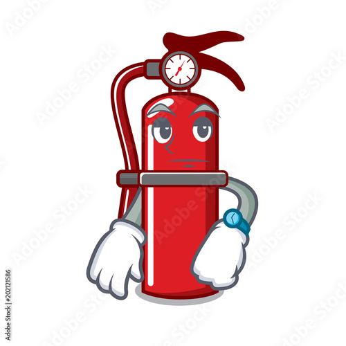 Waiting fire extinguisher mascot cartoon