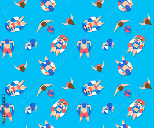 summer swimming pool seamless pattern