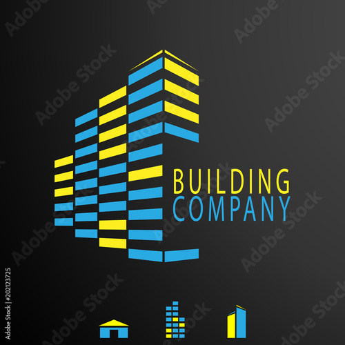 Real Estate Construction Logo design vector template. Skyscrapers silhouette city buildings. Commercial office property business center Financial Logotype. Corporate Finance Resort identity icon.