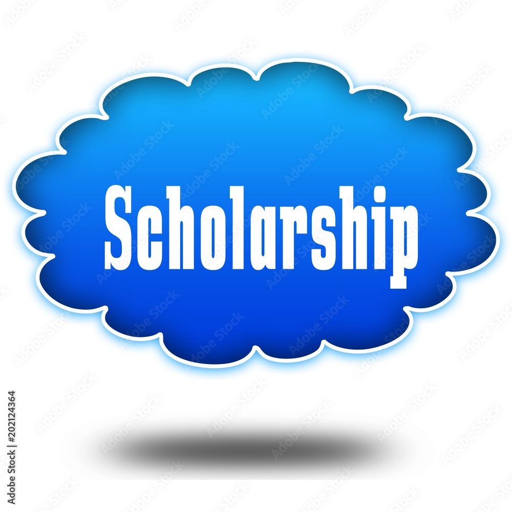 SCHOLARSHIP text message on hovering blue cloud. SCHOLARSHIP text message on hovering blue cloud.