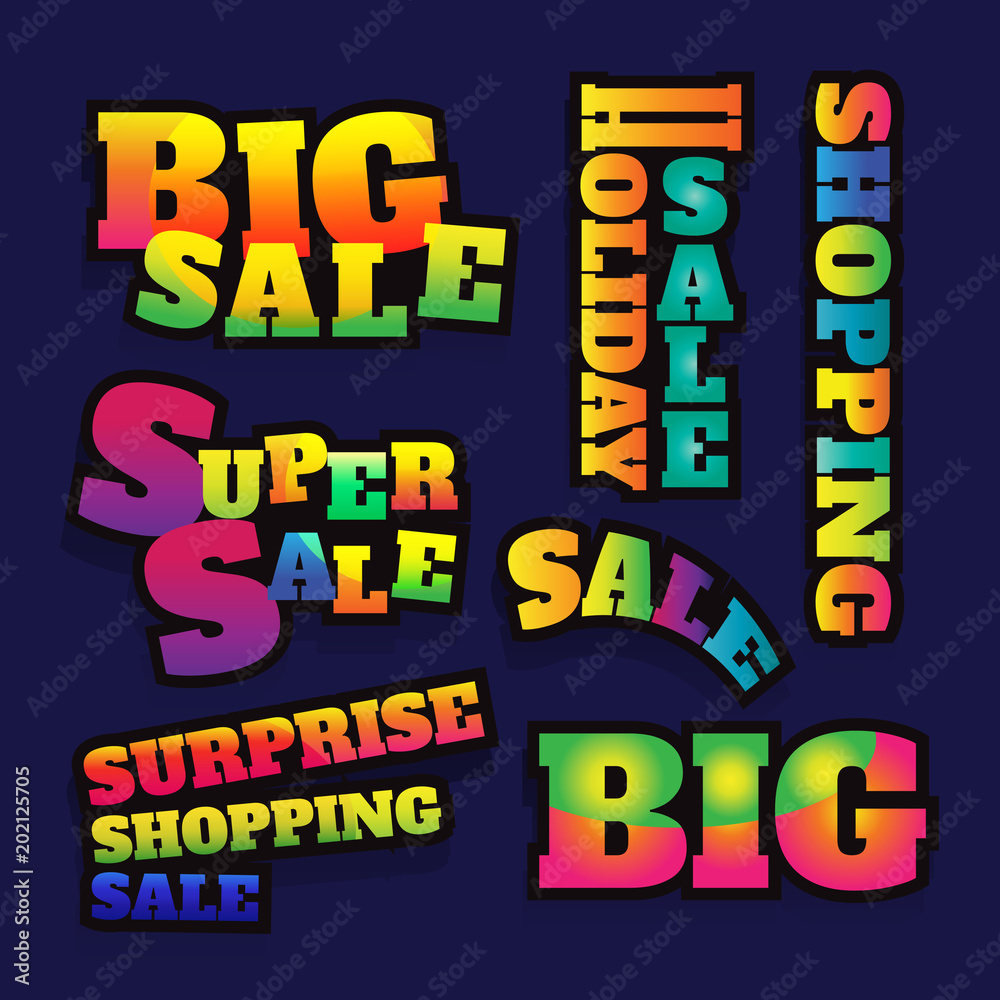 Fototapeta premium Vector big sale. Broken text horizontal banner special offer. Layout with triangle elements. Abstract veiolet background. Design concept.