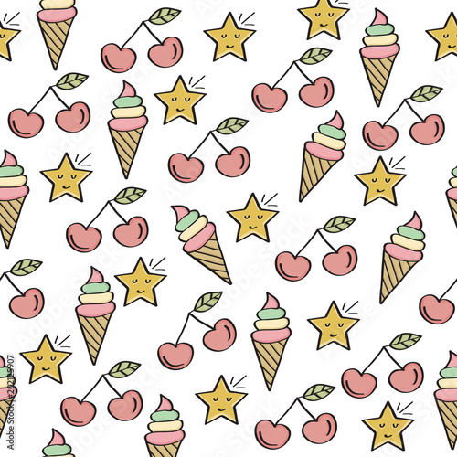 doodle seamless pattern with sweets elements